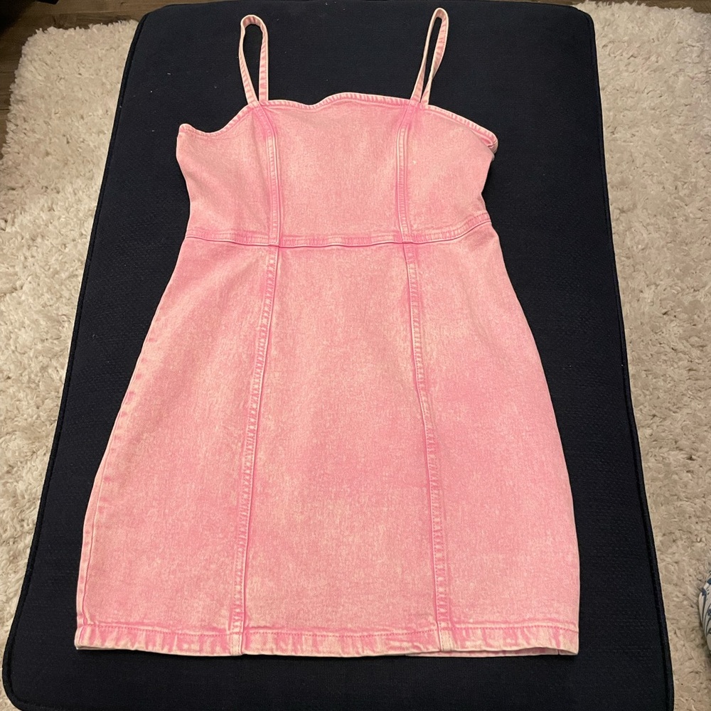Pink denim dress